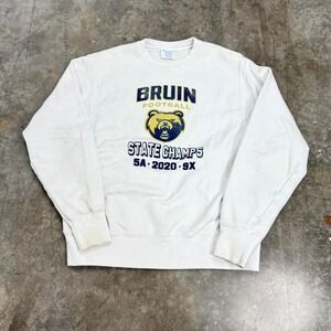 Champion Reverse Weave White Bruin Football Crewneck Size M